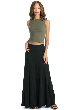 Ribbed Tiered Maxi Skirt