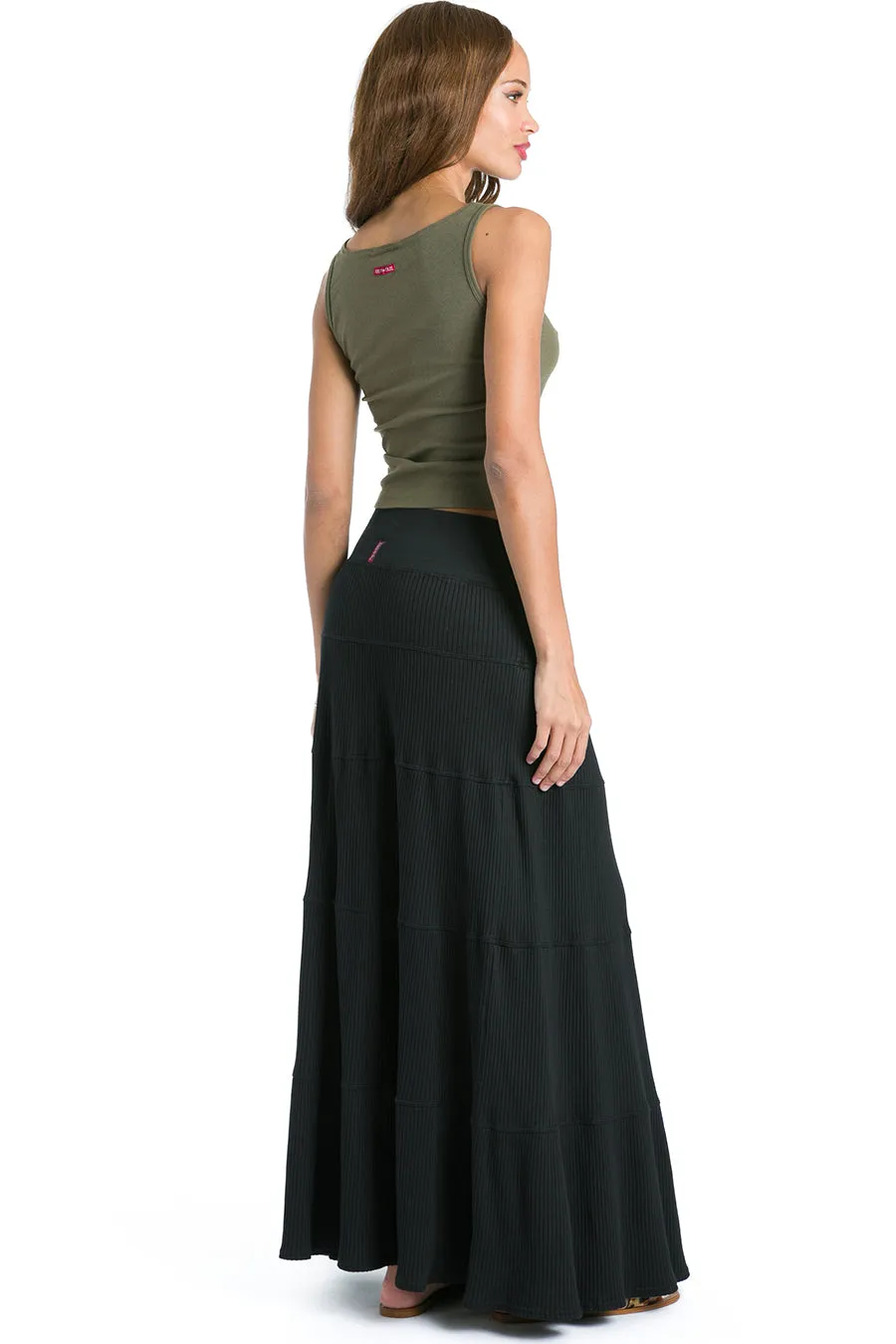 Ribbed Tiered Maxi Skirt