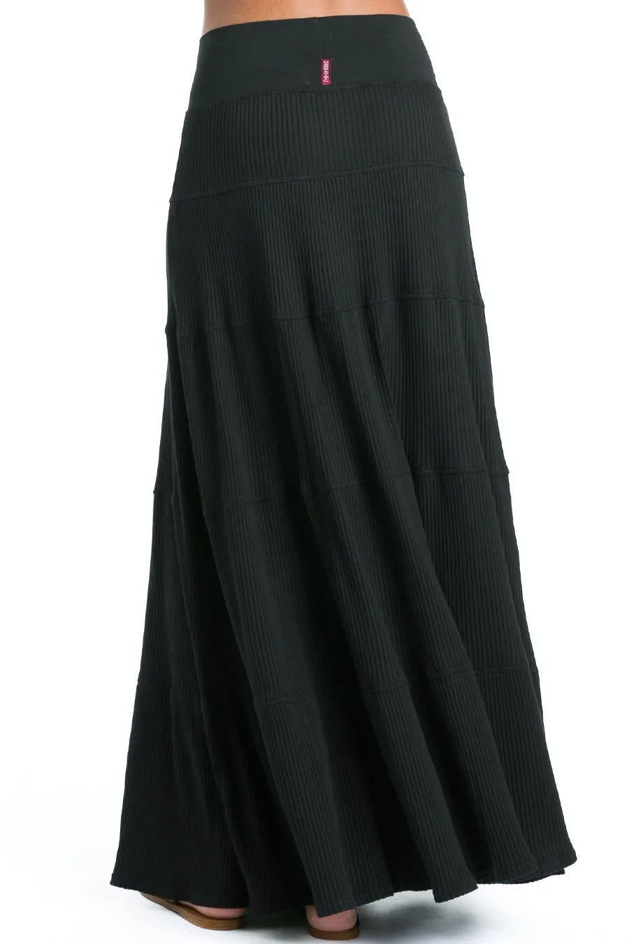 Ribbed Tiered Maxi Skirt