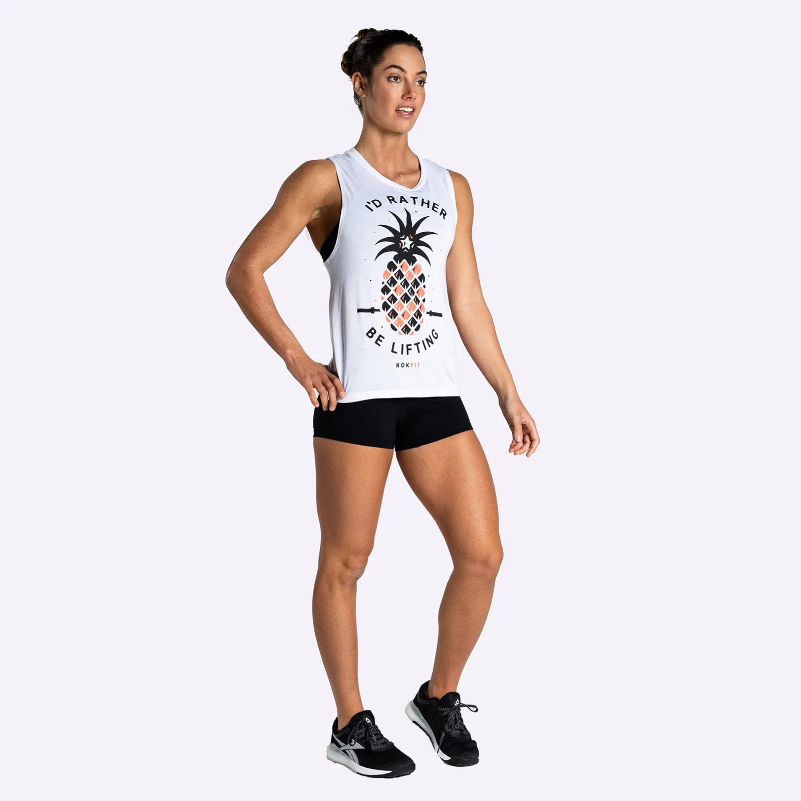 RokFit Women's Tank - I'D RATHER BE LIFTING - White