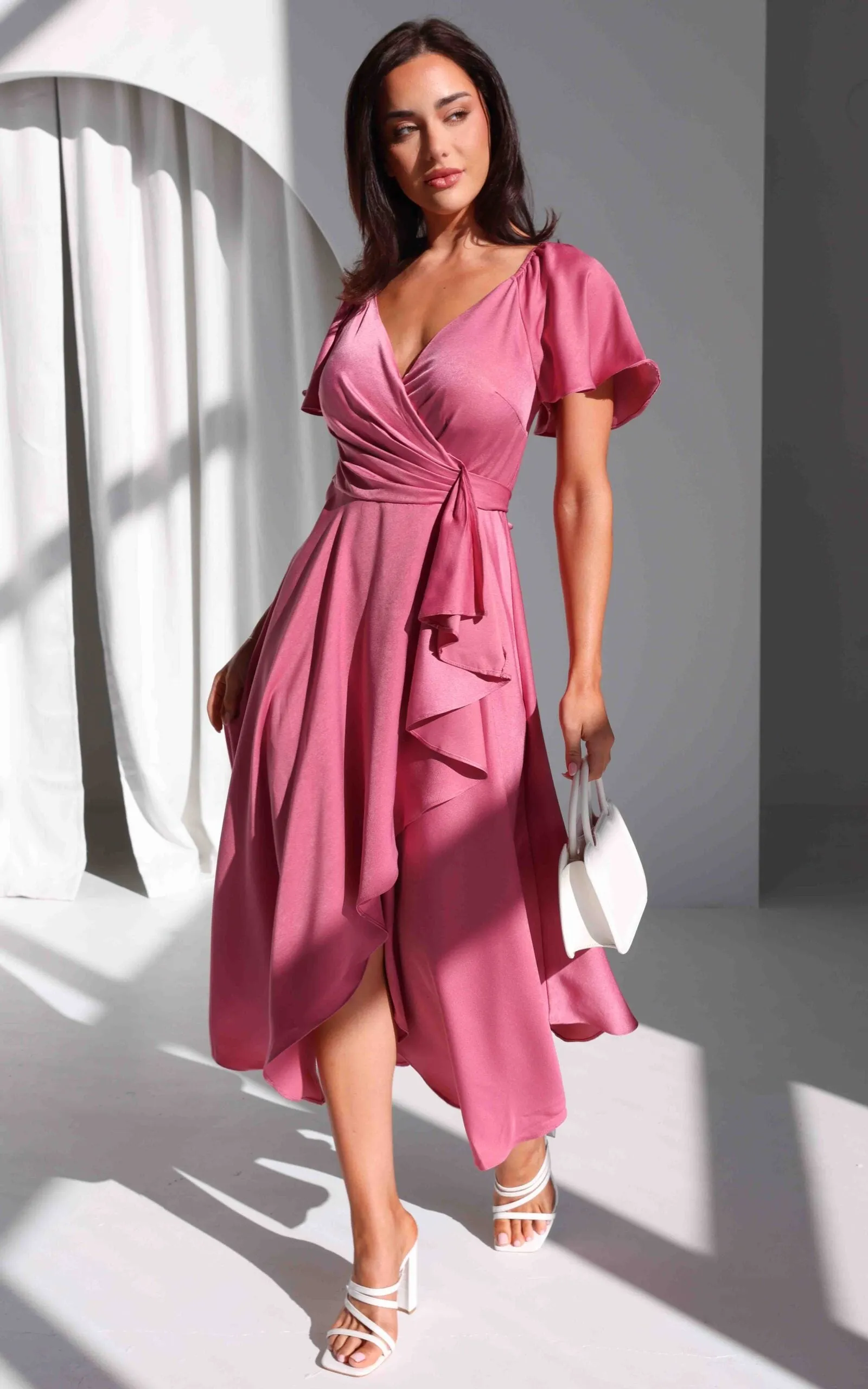 Rossetti Short Sleeve Wrap Maxi Dress - Rose