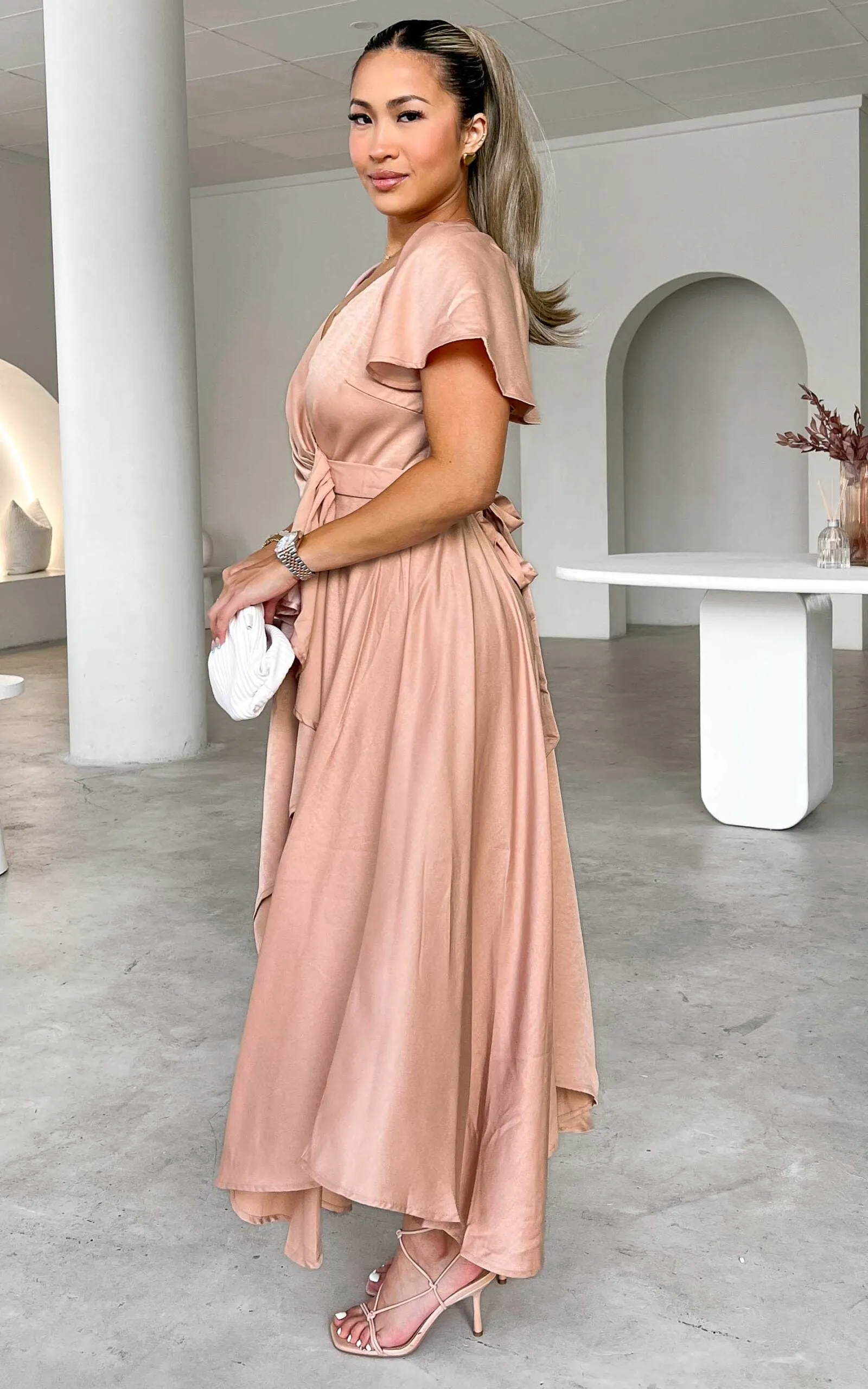 Rossetti Wrap Maxi Dress - Rose Gold