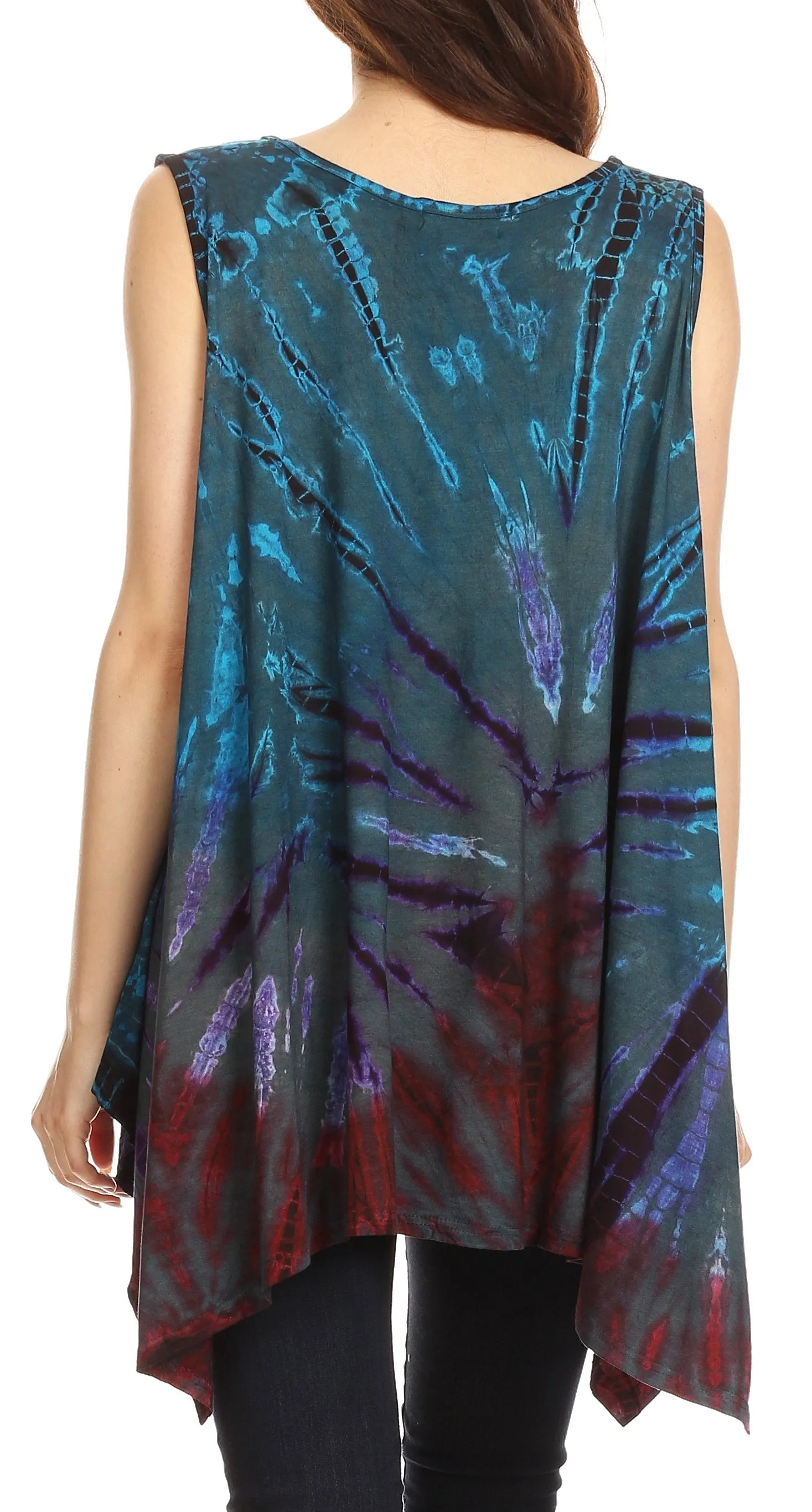 Sakkas Jaida Elegant High Low Tie Dye Tank Top