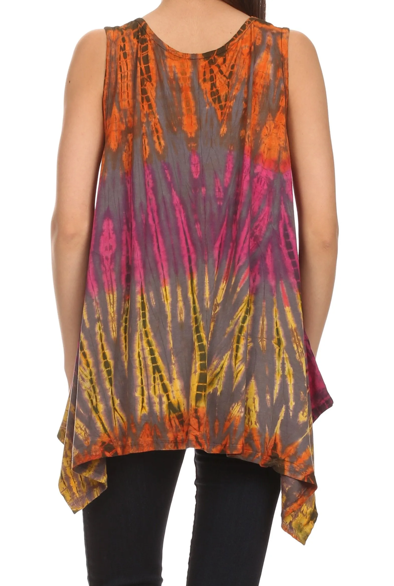 Sakkas Jaida Elegant High Low Tie Dye Tank Top