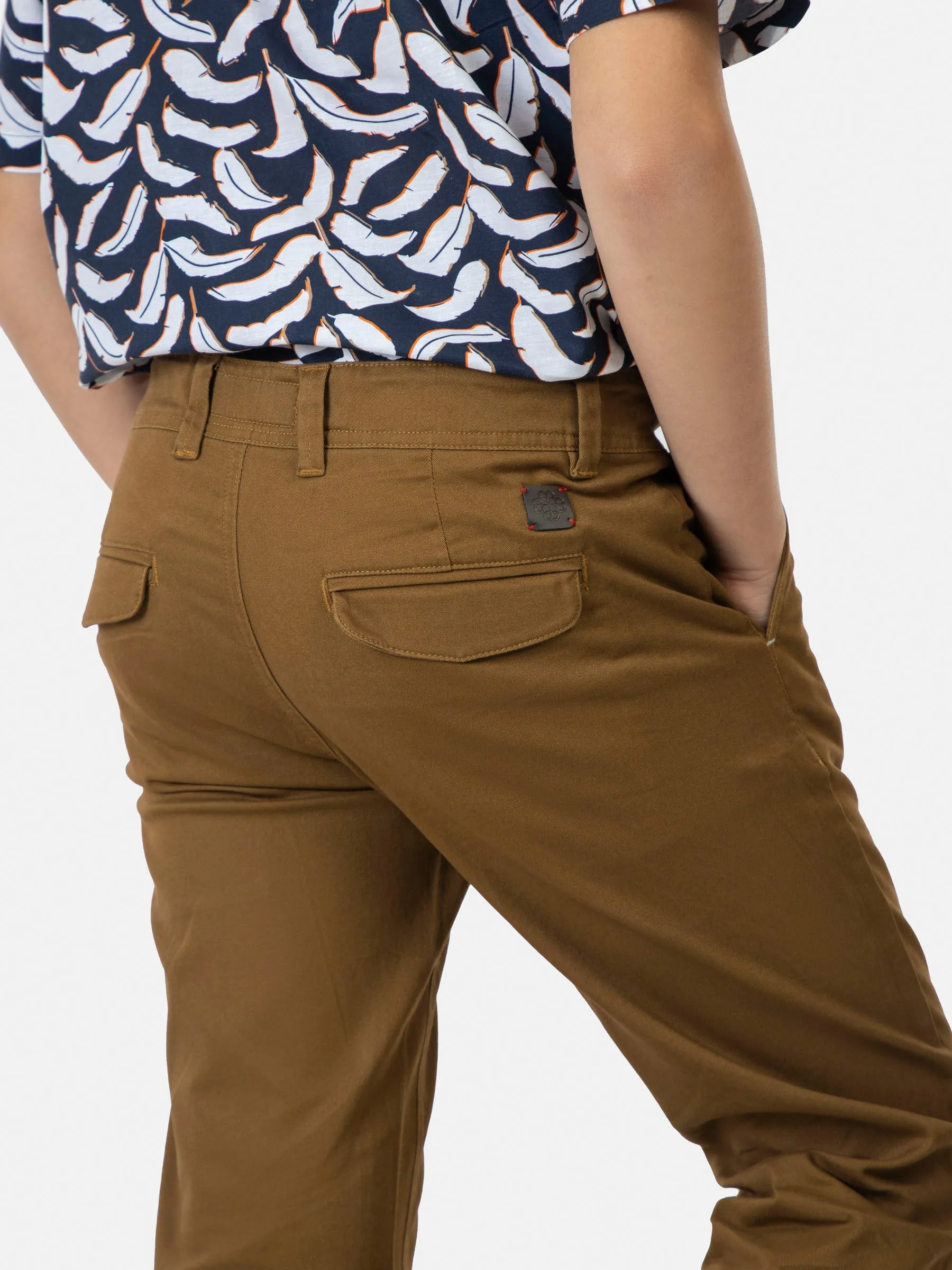 Sepia Brown Casual Chino With Flap Pockets