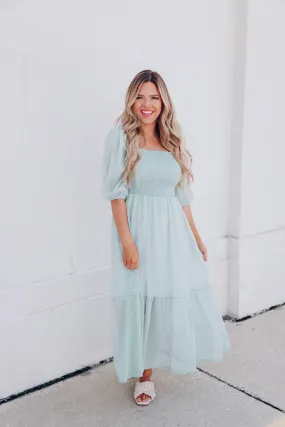 Shimmering Chiffon Smocked Maxi Dress