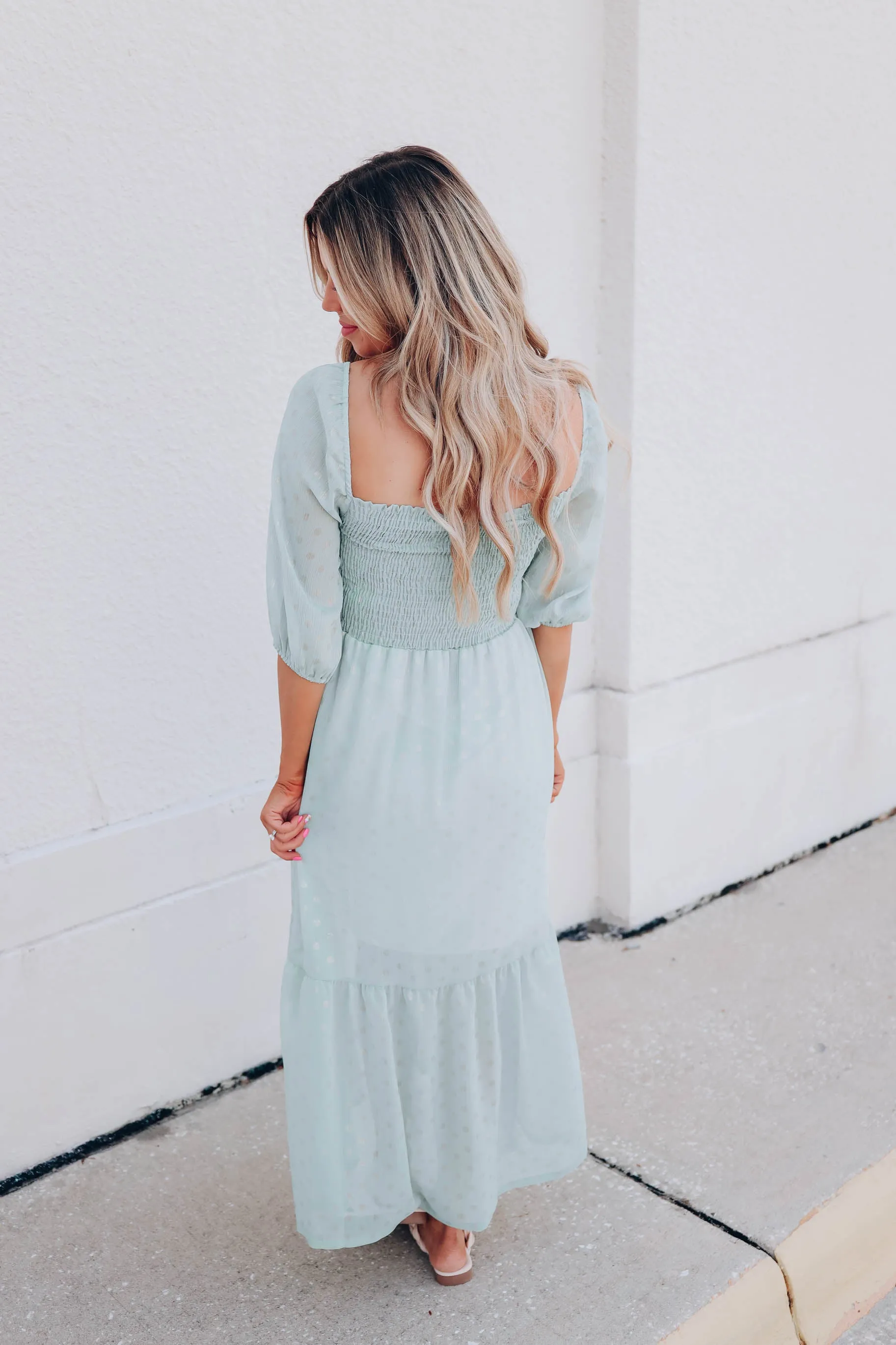 Shimmering Chiffon Smocked Maxi Dress