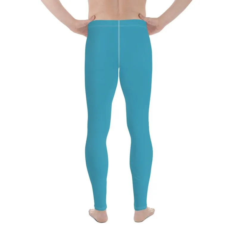 Sky Blue Solid Color Meggings, Sky Blue Solid Color Print Premium Spandex Men's Leggings Meggings - Made in USA/EU