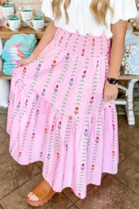 Smocked Tiered Maxi Skirt