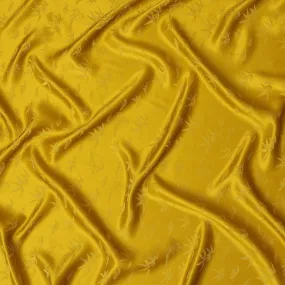 South Korean Silk Satin Jacquard Fabric with Bamboo Design in Vibrant Yellow – 110 cm Width-D20347