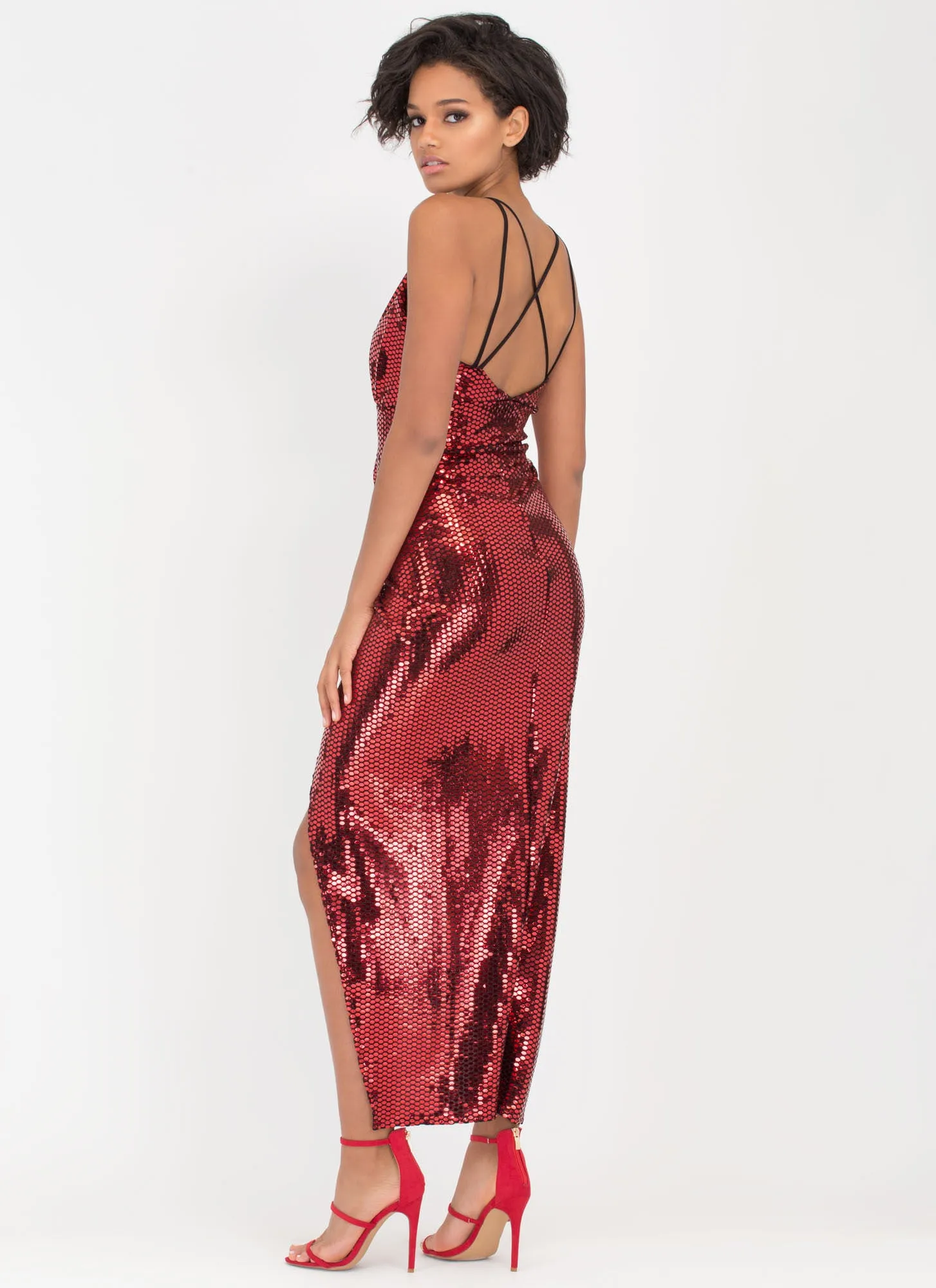 Sparkle With Me Plunging Maxi Dress