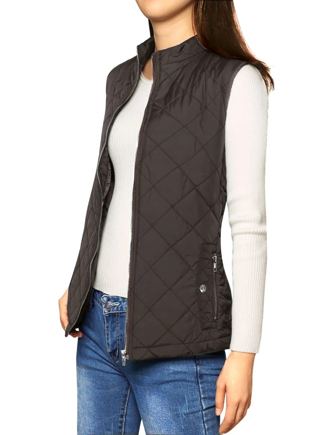 Stand Collar Lightweight Gilet Quilted Zipper Vest
