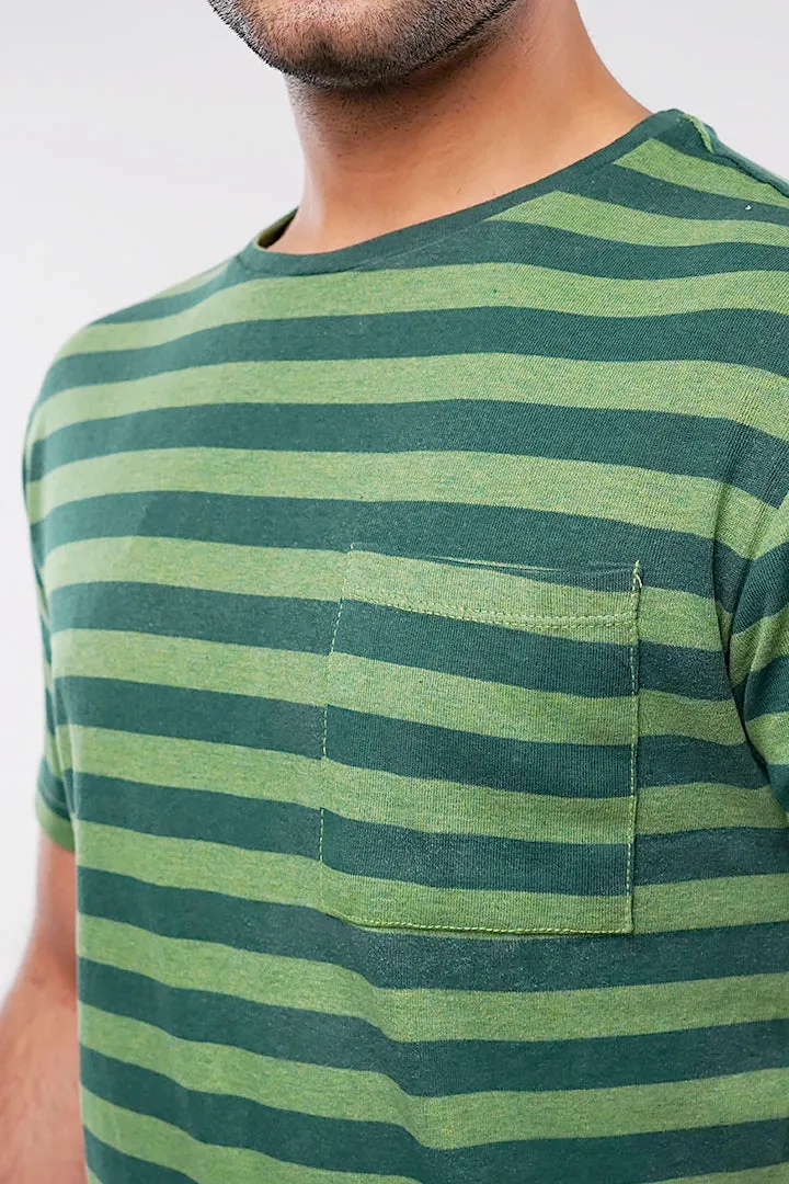 Striped Pocket T-Shirt - Green