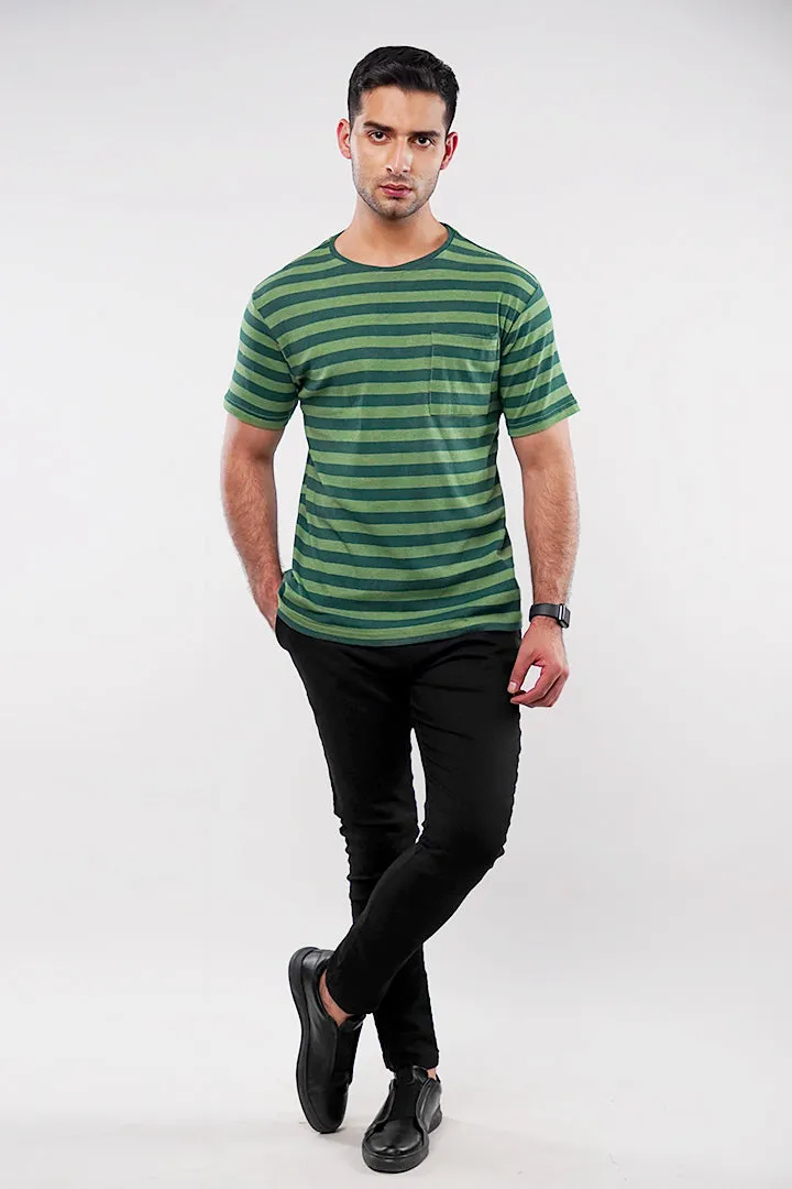 Striped Pocket T-Shirt - Green