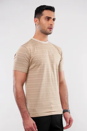 Striped Pocket T-Shirt - Sand