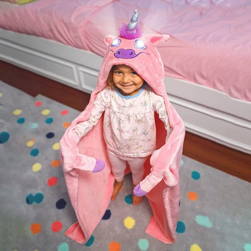 Super Soft Unicorn Lighted Hooded Cape Blanket for Kids