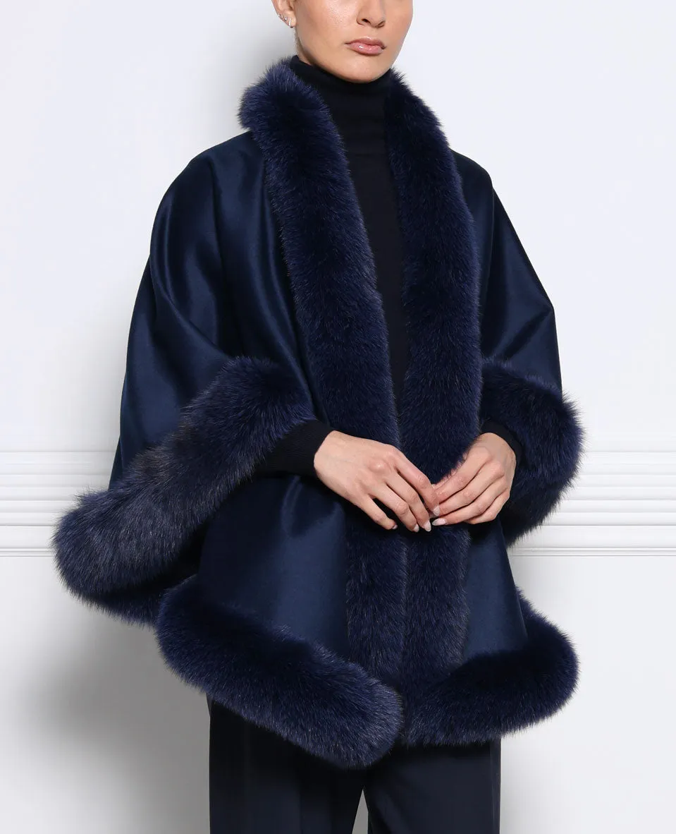 The Sol Cashmere Cape with Fox Trim