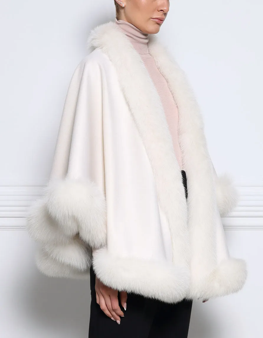 The Sol Cashmere Cape with Fox Trim