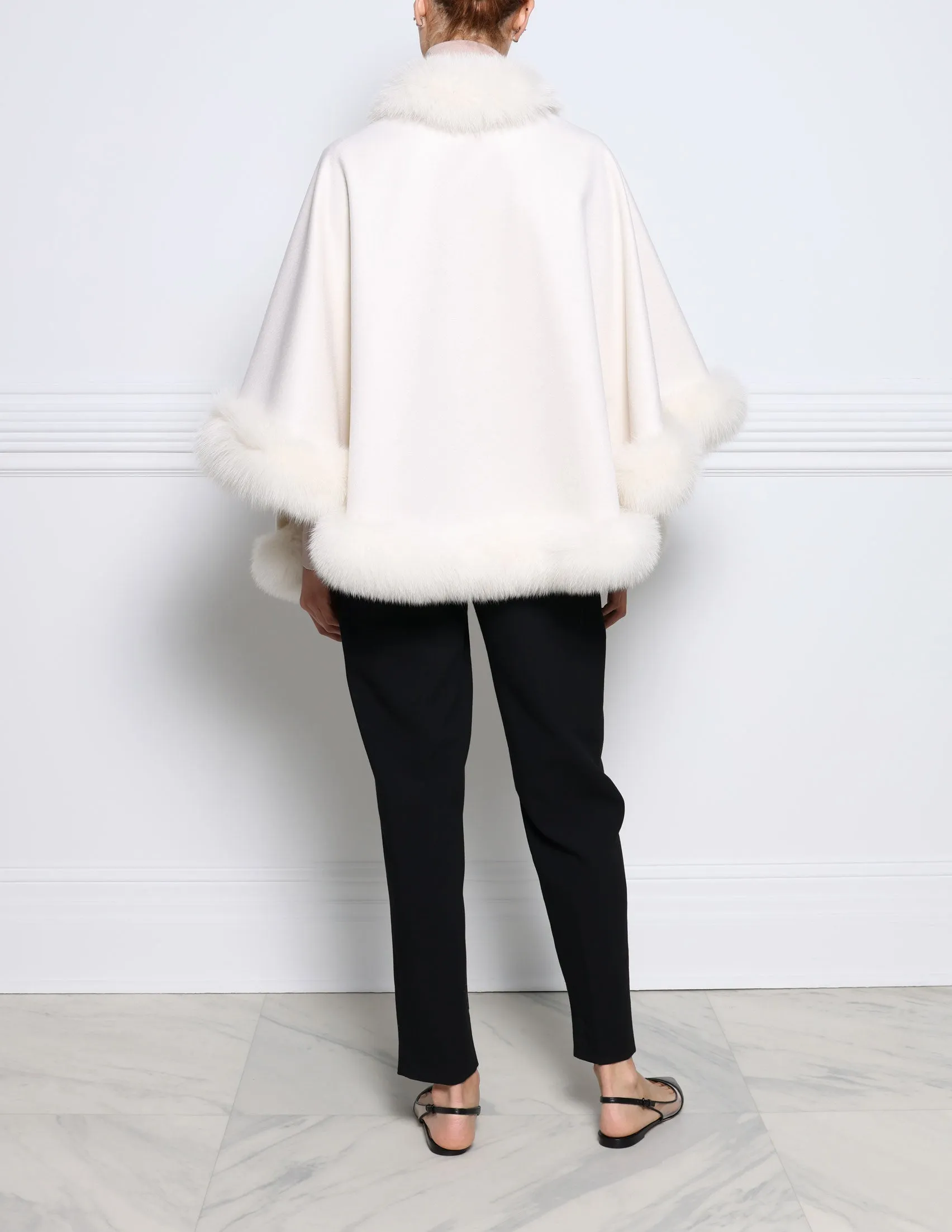 The Sol Cashmere Cape with Fox Trim