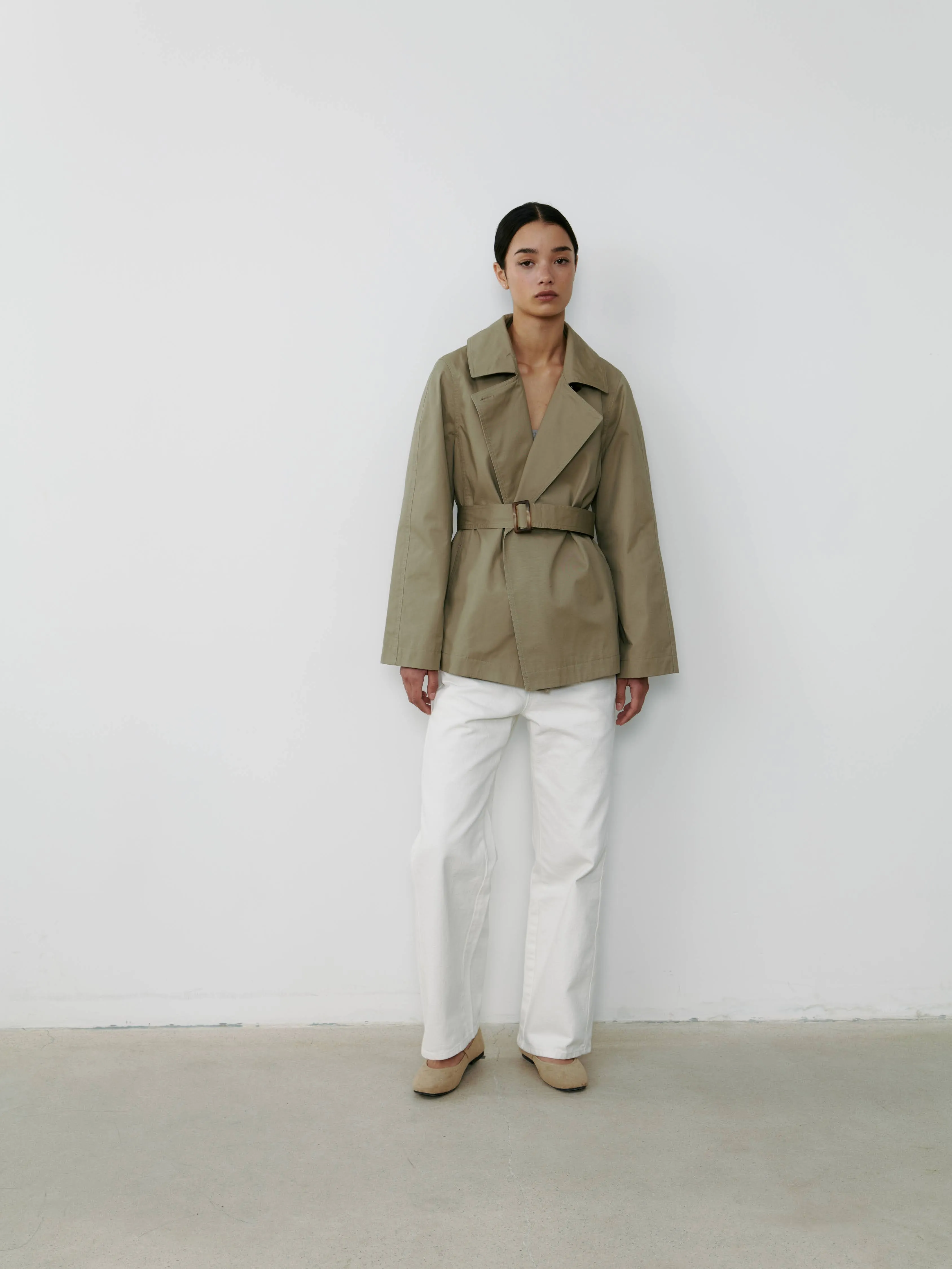 THE TAILORED TRENCH JACKET- SAGE GREEN