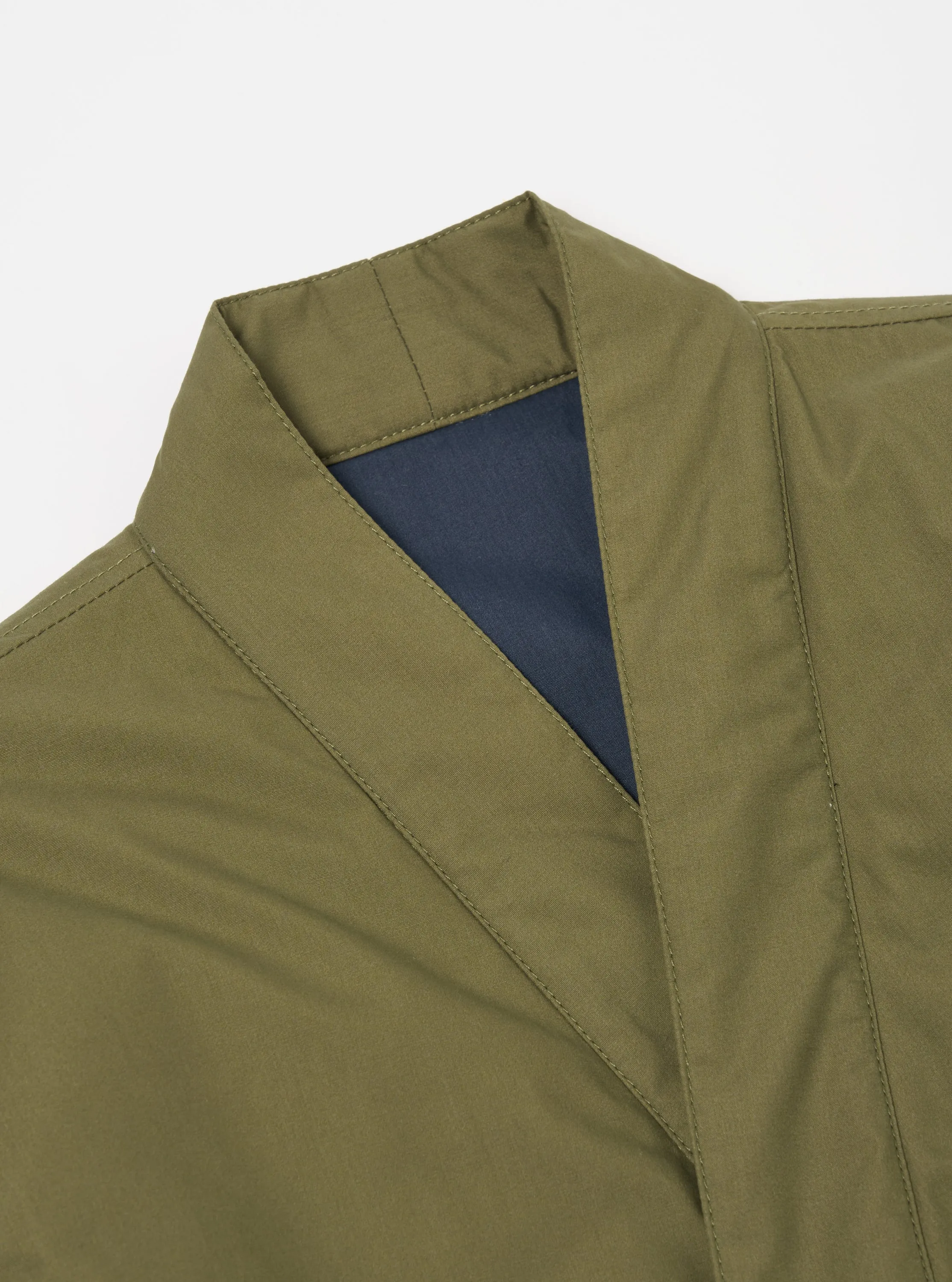 Universal Works Reversible Kyoto Work Jacket in Olive/Navy Recycled Polytech