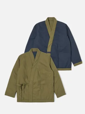 Universal Works Reversible Kyoto Work Jacket in Olive/Navy Recycled Polytech