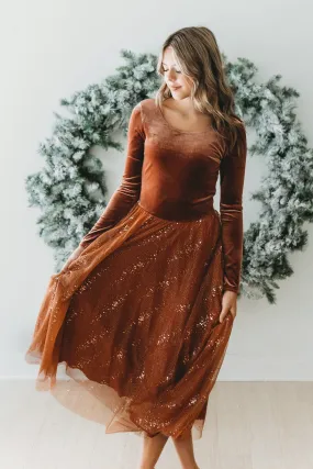 Velour Ballerina Dress (Women) - Cinnamon Spice (FINAL SALE)