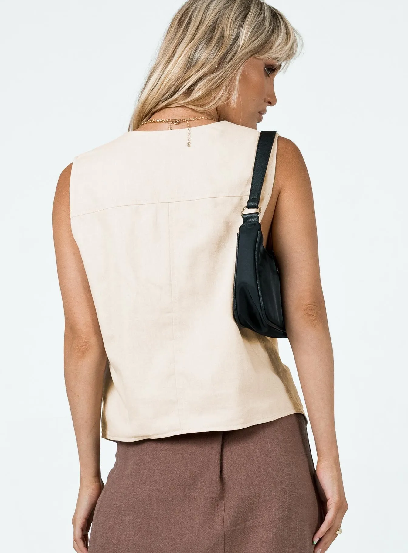 Venti Linen Oversized Vest Beige