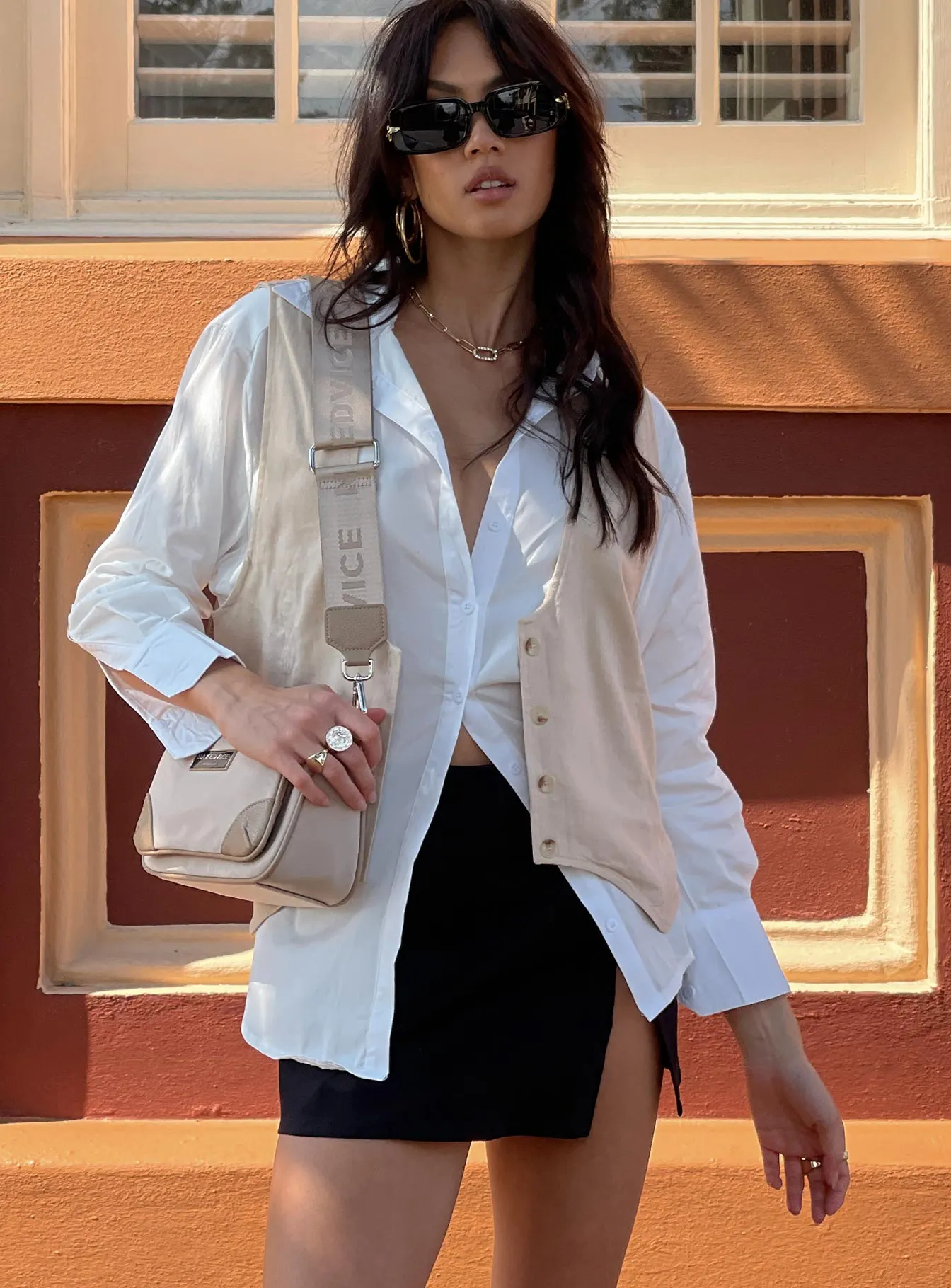 Venti Linen Oversized Vest Beige