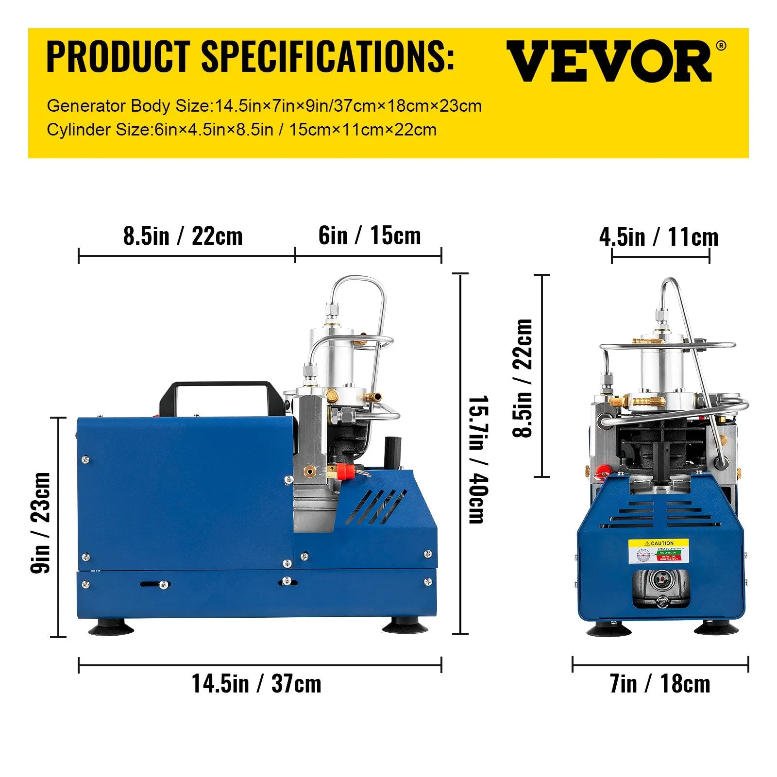 Vevor High Pressure PCP Air Compressor Manual Stop 4500PSI/30MPA/300Bar 1800W 110V New