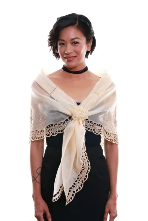 WA15 - Cutwork Alampay Beige (no brooch) - Filipiniana