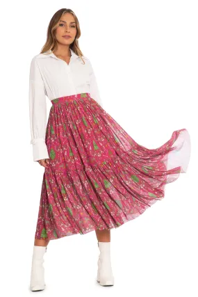 Wild Christmas Two Tier Sheer Midaxi Skirt