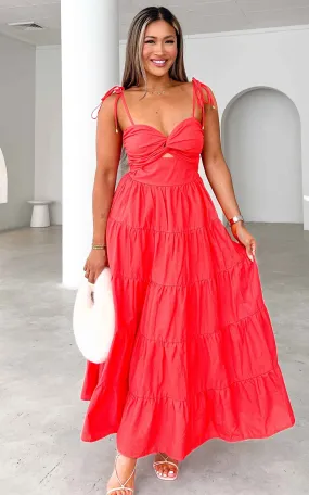 Yanis Maxi Dress - Coral Red