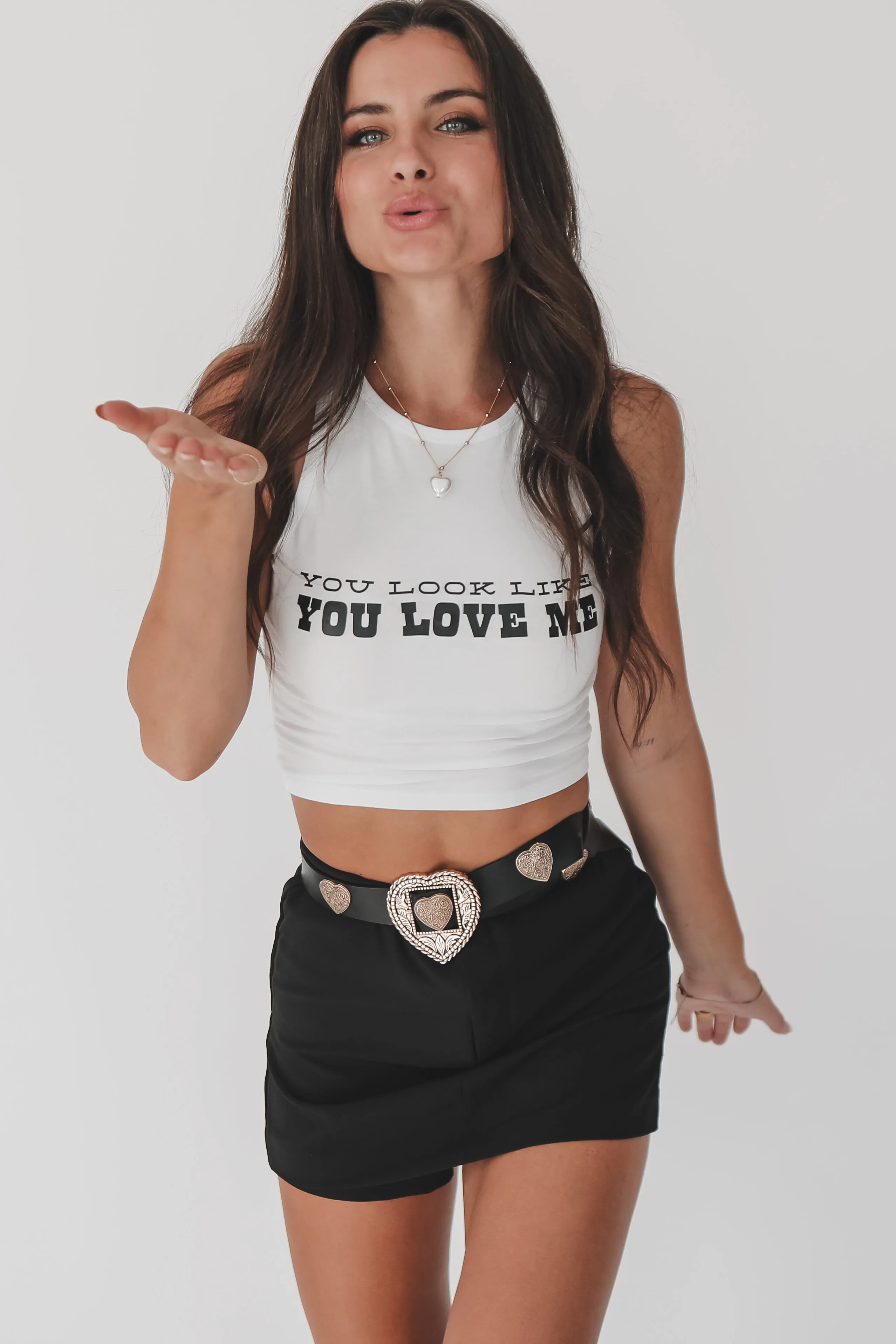 You Look Like You Love Me Graphic High Neck Top