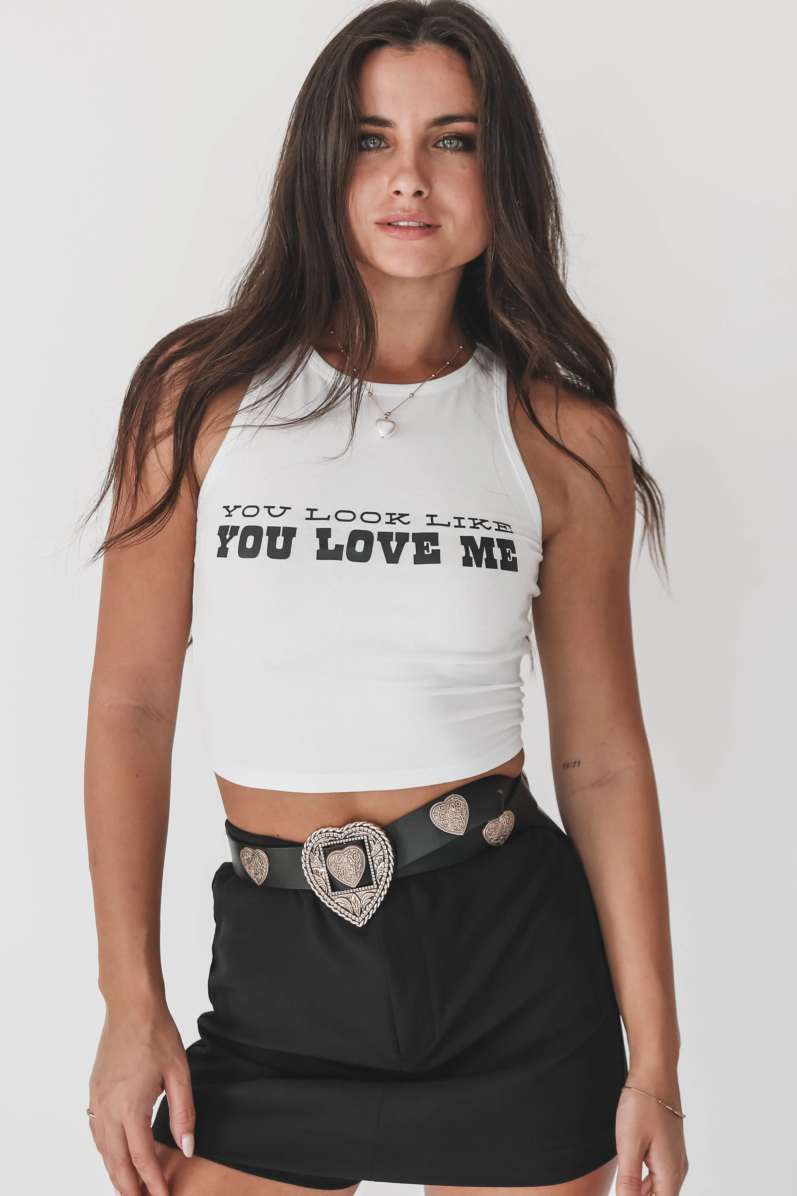 You Look Like You Love Me Graphic High Neck Top